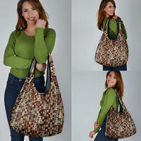 Kuba Flow Grocery Bag with Geometric Tribal Blocks and Earth-Tone Mosaic Design - Wonder Print Shop