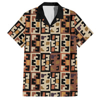 Kuba Flow Hawaiian Shirt with Geometric Tribal Blocks and Earth-Tone Mosaic Design - Wonder Print Shop