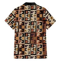 Kuba Flow Hawaiian Shirt with Geometric Tribal Blocks and Earth-Tone Mosaic Design - Wonder Print Shop