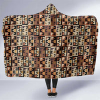 Kuba Flow Hooded Blanket with Geometric Tribal Blocks and Earth-Tone Mosaic Design - Wonder Print Shop