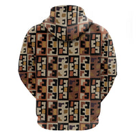 Kuba Flow Hoodie with Geometric Tribal Blocks and Earth-Tone Mosaic Design - Wonder Print Shop