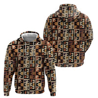 Kuba Flow Hoodie with Geometric Tribal Blocks and Earth-Tone Mosaic Design - Wonder Print Shop