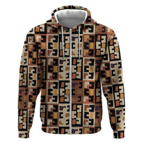 Kuba Flow Hoodie with Geometric Tribal Blocks and Earth-Tone Mosaic Design - Wonder Print Shop