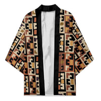 Kuba Flow Kimono with Geometric Tribal Blocks and Earth-Tone Mosaic Design - Wonder Print Shop