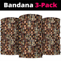 Kuba Flow Neck Gaiter with Geometric Tribal Blocks and Earth-Tone Mosaic Design - Wonder Print Shop