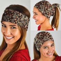 Kuba Flow Neck Gaiter with Geometric Tribal Blocks and Earth-Tone Mosaic Design - Wonder Print Shop