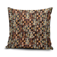 Kuba Flow Pillow Cover with Geometric Tribal Blocks and Earth-Tone Mosaic Design - Wonder Print Shop