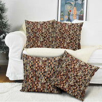 Kuba Flow Pillow Cover with Geometric Tribal Blocks and Earth-Tone Mosaic Design - Wonder Print Shop