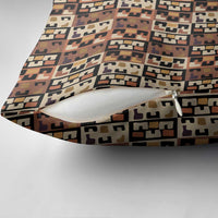 Kuba Flow Pillow Cover with Geometric Tribal Blocks and Earth-Tone Mosaic Design - Wonder Print Shop