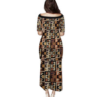 Kuba Flow Puletasi with Geometric Tribal Blocks and Earth-Tone Mosaic Design - Wonder Print Shop