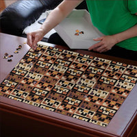 Kuba Flow Puzzle with Geometric Tribal Blocks and Earth-Tone Mosaic Design - Wonder Print Shop