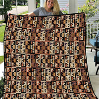 Kuba Flow Quilt with Geometric Tribal Blocks and Earth-Tone Mosaic Design - Wonder Print Shop
