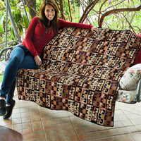 Kuba Flow Quilt with Geometric Tribal Blocks and Earth-Tone Mosaic Design - Wonder Print Shop