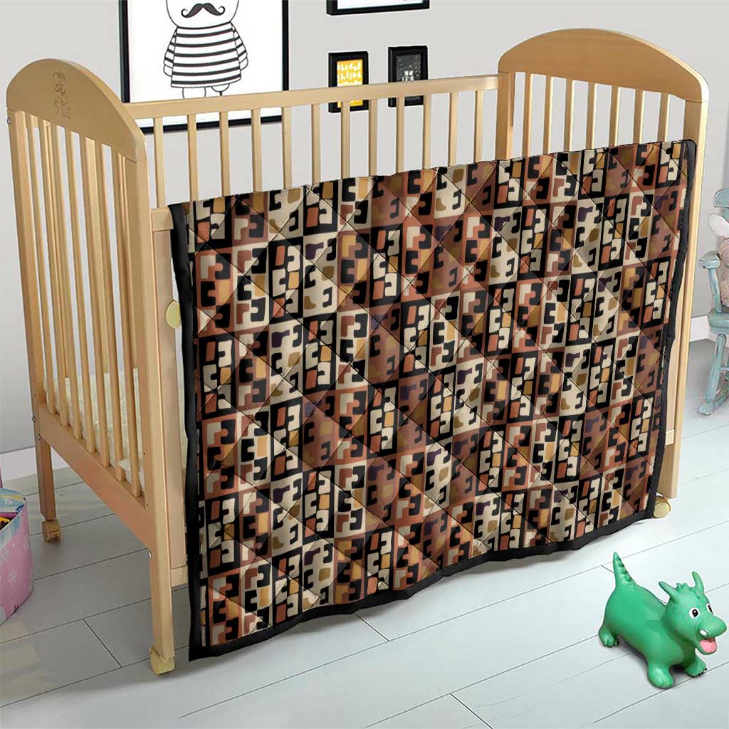 Kuba Flow Quilt with Geometric Tribal Blocks and Earth-Tone Mosaic Design - Wonder Print Shop