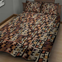 Kuba Flow Quilt Bed Set with Geometric Tribal Blocks and Earth-Tone Mosaic Design - Wonder Print Shop