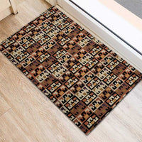Kuba Flow Rubber Doormat with Geometric Tribal Blocks and Earth-Tone Mosaic Design - Wonder Print Shop