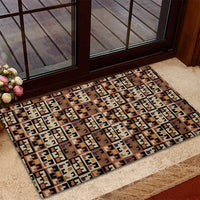 Kuba Flow Rubber Doormat with Geometric Tribal Blocks and Earth-Tone Mosaic Design - Wonder Print Shop