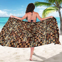 Kuba Flow Sarong with Geometric Tribal Blocks and Earth-Tone Mosaic Design - Wonder Print Shop