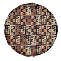 Kuba Flow Spare Tire Cover with Geometric Tribal Blocks and Earth-Tone Mosaic Design - Wonder Print Shop