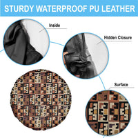 Kuba Flow Spare Tire Cover with Geometric Tribal Blocks and Earth-Tone Mosaic Design - Wonder Print Shop