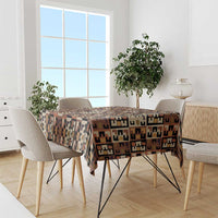 Kuba Flow Tablecloth with Geometric Tribal Blocks and Earth-Tone Mosaic Design - Wonder Print Shop