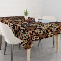 Kuba Flow Tablecloth with Geometric Tribal Blocks and Earth-Tone Mosaic Design - Wonder Print Shop