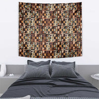 Kuba Flow Tapestry with Geometric Tribal Blocks and Earth-Tone Mosaic Design - Wonder Print Shop