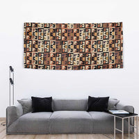 Kuba Flow Tapestry with Geometric Tribal Blocks and Earth-Tone Mosaic Design - Wonder Print Shop
