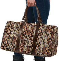 Kuba Flow Travel Bag with Geometric Tribal Blocks and Earth-Tone Mosaic Design - Wonder Print Shop