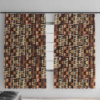 Kuba Flow Window Curtain with Geometric Tribal Blocks and Earth-Tone Mosaic Design - Wonder Print Shop