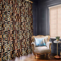 Kuba Flow Window Curtain with Geometric Tribal Blocks and Earth-Tone Mosaic Design - Wonder Print Shop