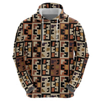 Kuba Flow Zip Hoodie with Geometric Tribal Blocks and Earth-Tone Mosaic Design - Wonder Print Shop