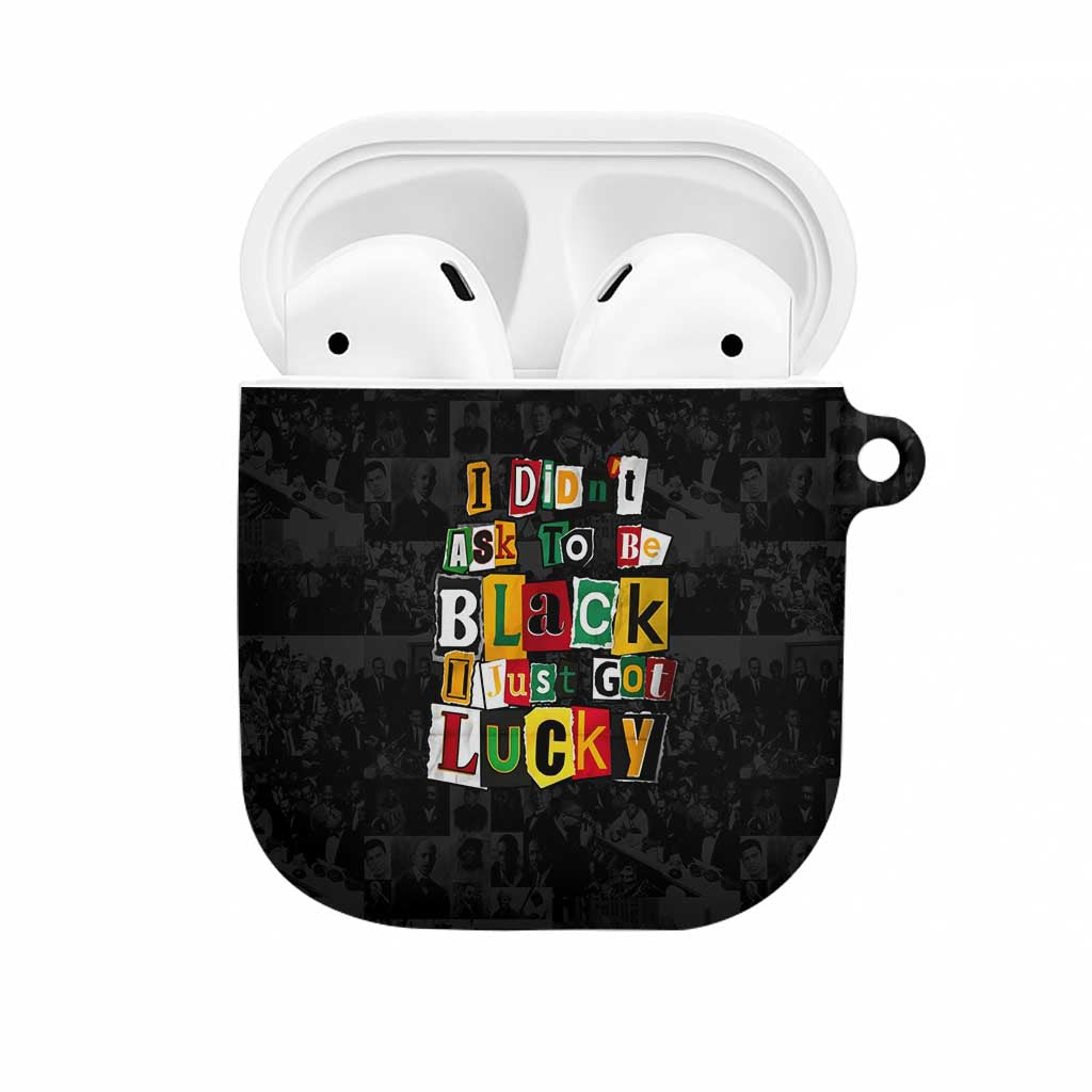 I Didn't Ask To Be Black I Just Got Lucky Magazine Cutout AirPods Case with Ancestral Portrait Collage Lettering - Wonder Print Shop
