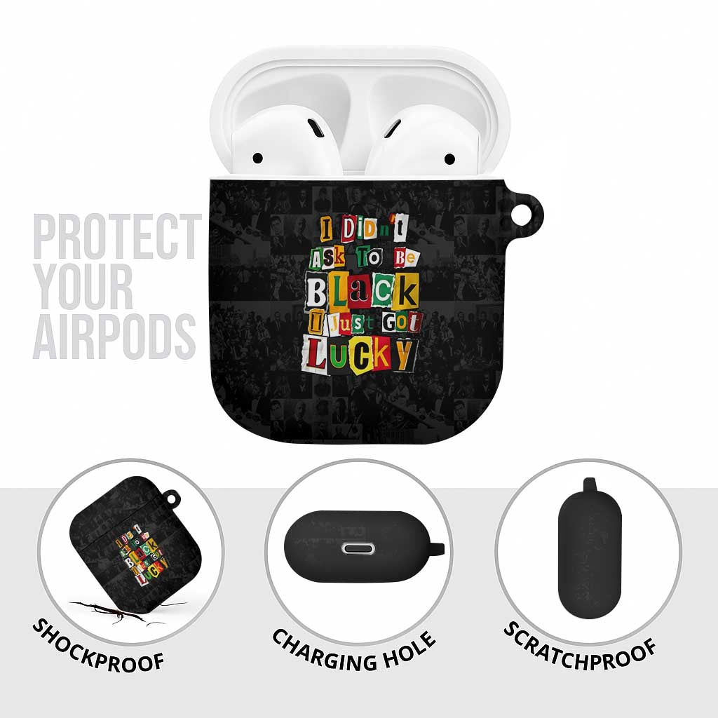 I Didn't Ask To Be Black I Just Got Lucky Magazine Cutout AirPods Case with Ancestral Portrait Collage Lettering - Wonder Print Shop