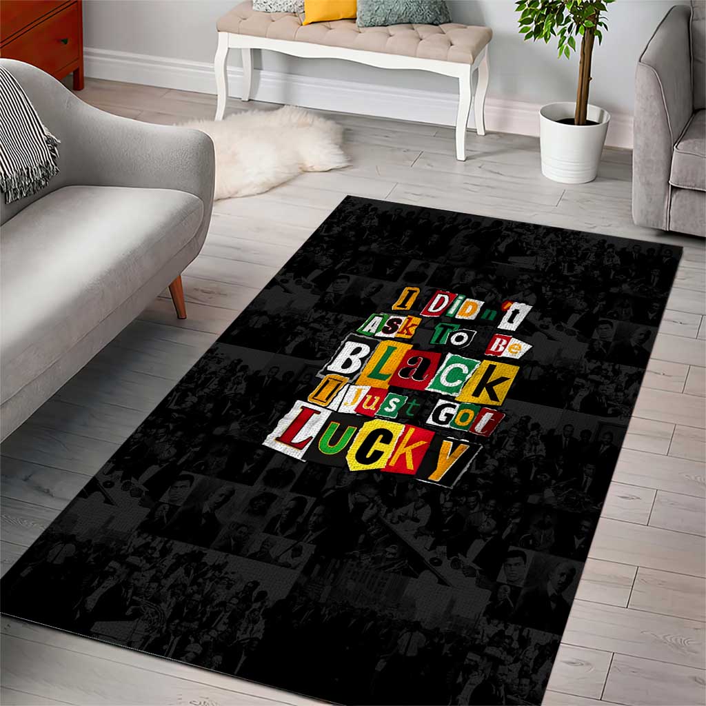 I Didn't Ask To Be Black I Just Got Lucky Magazine Cutout Area Rug with Ancestral Portrait Collage Lettering - Wonder Print Shop