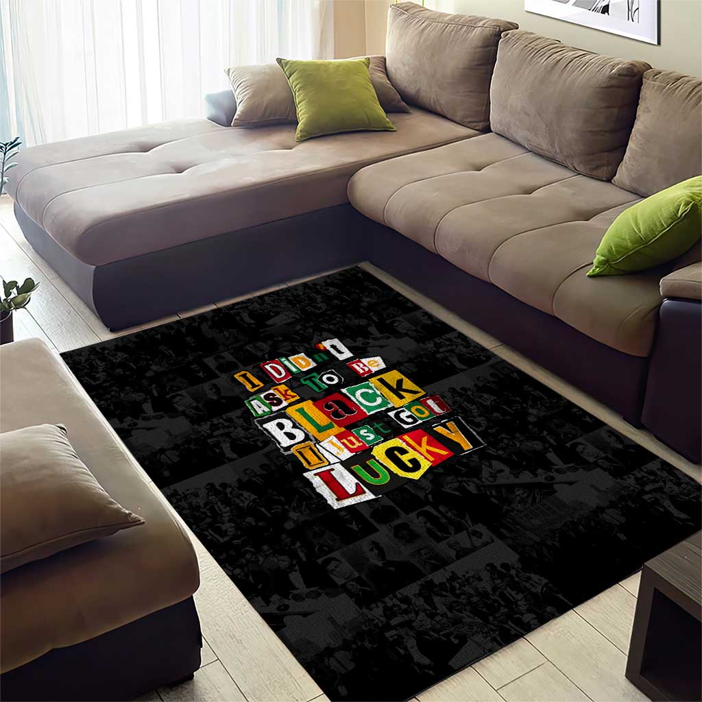 I Didn't Ask To Be Black I Just Got Lucky Magazine Cutout Area Rug with Ancestral Portrait Collage Lettering - Wonder Print Shop