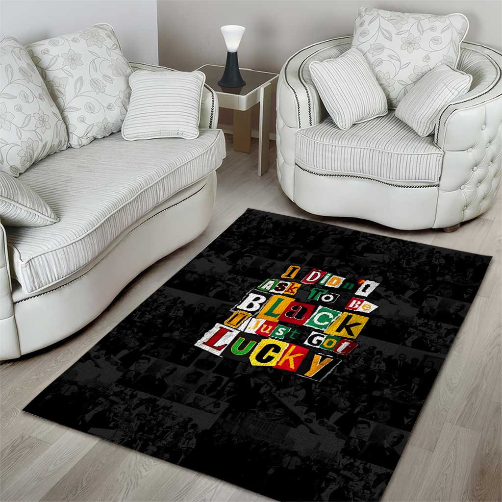 I Didn't Ask To Be Black I Just Got Lucky Magazine Cutout Area Rug with Ancestral Portrait Collage Lettering - Wonder Print Shop