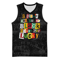 I Didn't Ask To Be Black I Just Got Lucky Magazine Cutout Basketball Jersey with Ancestral Portrait Collage Lettering - Wonder Print Shop