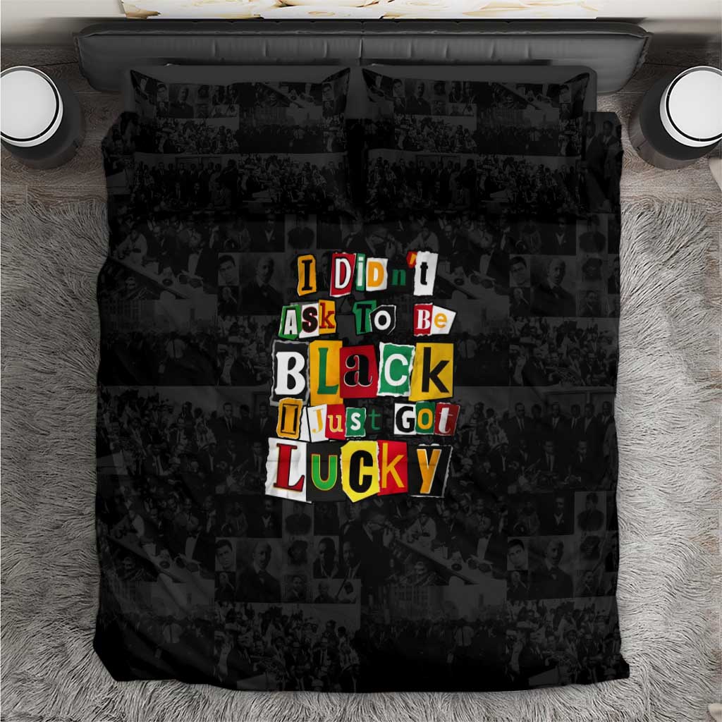 I Didn't Ask To Be Black I Just Got Lucky Magazine Cutout Bedding Set with Ancestral Portrait Collage Lettering - Wonder Print Shop