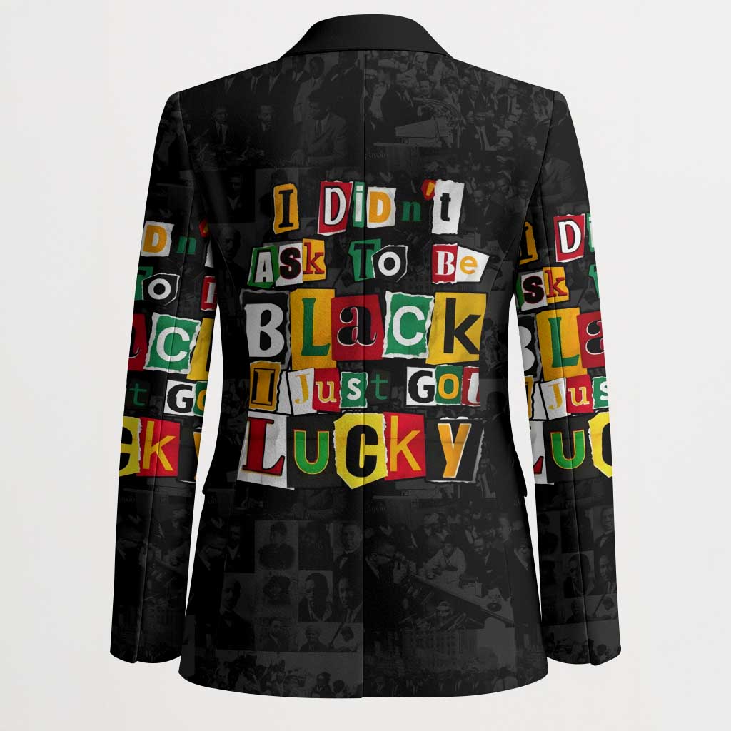 I Didn't Ask To Be Black I Just Got Lucky Magazine Cutout Blazer with Ancestral Portrait Collage Lettering - Wonder Print Shop