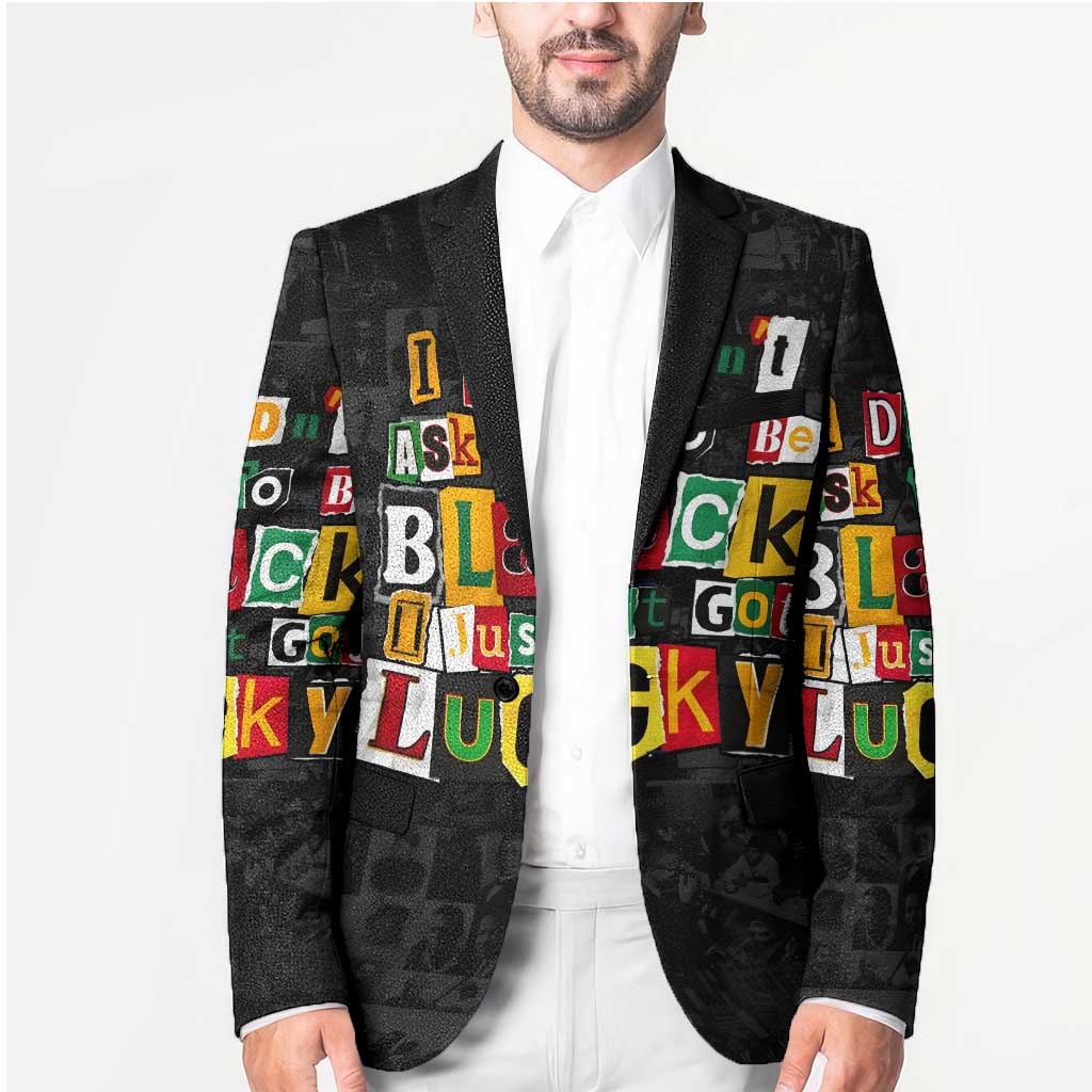 I Didn't Ask To Be Black I Just Got Lucky Magazine Cutout Blazer with Ancestral Portrait Collage Lettering - Wonder Print Shop