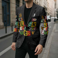 I Didn't Ask To Be Black I Just Got Lucky Magazine Cutout Blazer with Ancestral Portrait Collage Lettering - Wonder Print Shop