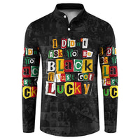 I Didn't Ask To Be Black I Just Got Lucky Magazine Cutout Button Sweatshirt with Ancestral Portrait Collage Lettering - Wonder Print Shop