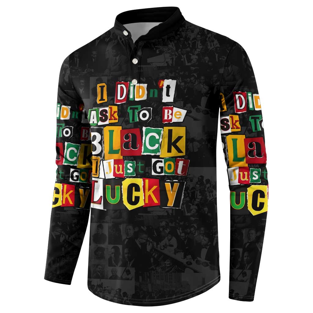 I Didn't Ask To Be Black I Just Got Lucky Magazine Cutout Button Sweatshirt with Ancestral Portrait Collage Lettering - Wonder Print Shop