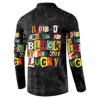 I Didn't Ask To Be Black I Just Got Lucky Magazine Cutout Button Sweatshirt with Ancestral Portrait Collage Lettering - Wonder Print Shop