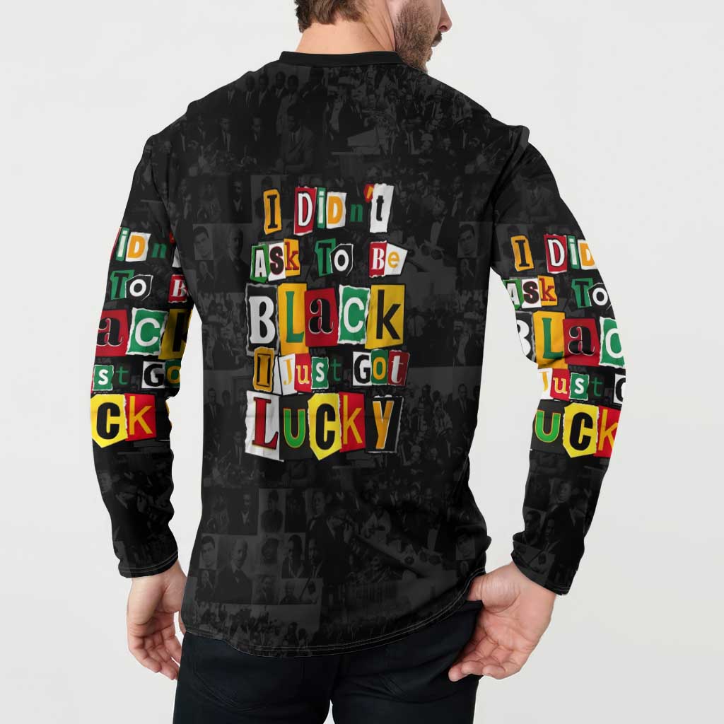 I Didn't Ask To Be Black I Just Got Lucky Magazine Cutout Button Sweatshirt with Ancestral Portrait Collage Lettering - Wonder Print Shop
