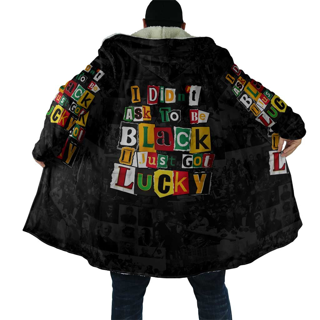 I Didn't Ask To Be Black I Just Got Lucky Magazine Cutout Cloak with Ancestral Portrait Collage Lettering - Wonder Print Shop