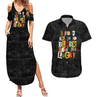 I Didn't Ask To Be Black I Just Got Lucky Magazine Cutout Couples Matching Summer Maxi Dress and Hawaiian Shirt with Ancestral Portrait Collage Lettering - Wonder Print Shop