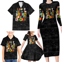 I Didn't Ask To Be Black I Just Got Lucky Magazine Cutout Family Matching Long Sleeve Bodycon Dress and Hawaiian Shirt with Ancestral Portrait Collage Lettering - Wonder Print Shop