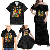 I Didn't Ask To Be Black I Just Got Lucky Magazine Cutout Family Matching Off Shoulder Maxi Dress and Hawaiian Shirt with Ancestral Portrait Collage Lettering - Wonder Print Shop